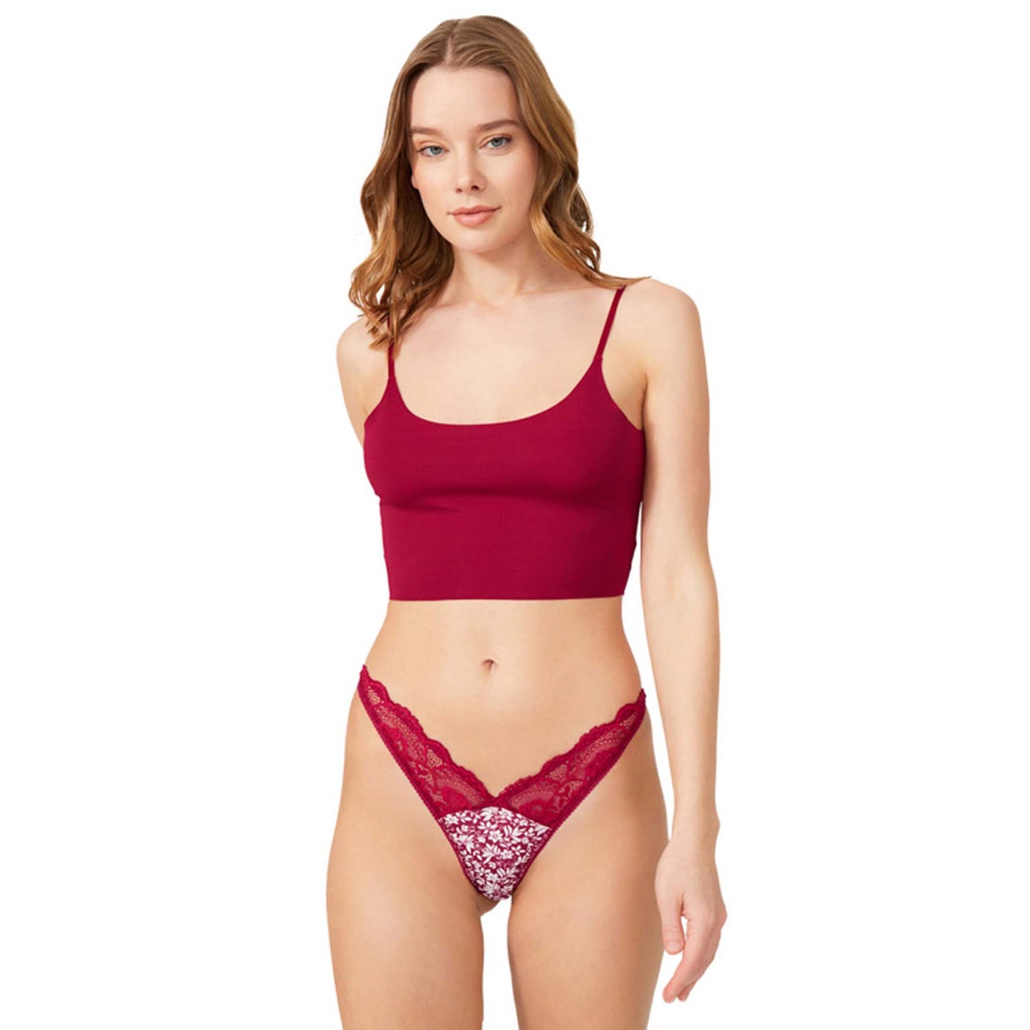 Patterned Lace Detailed Laser Cut Women thong