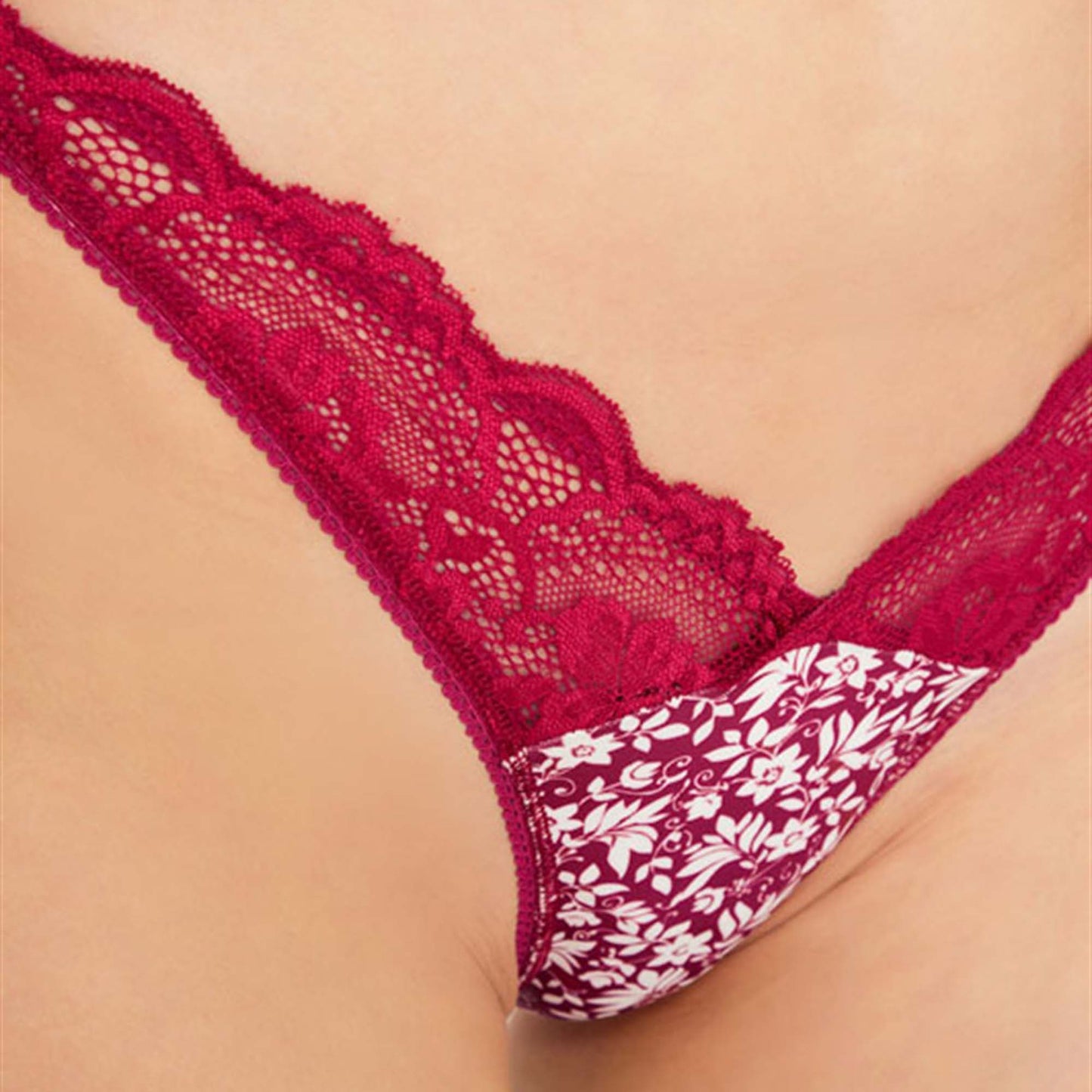 Patterned Lace Detailed Laser Cut Women thong