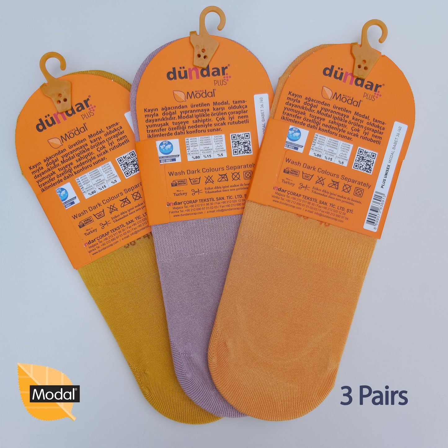 3 Pairs Women Plain No-Show Modal Socks