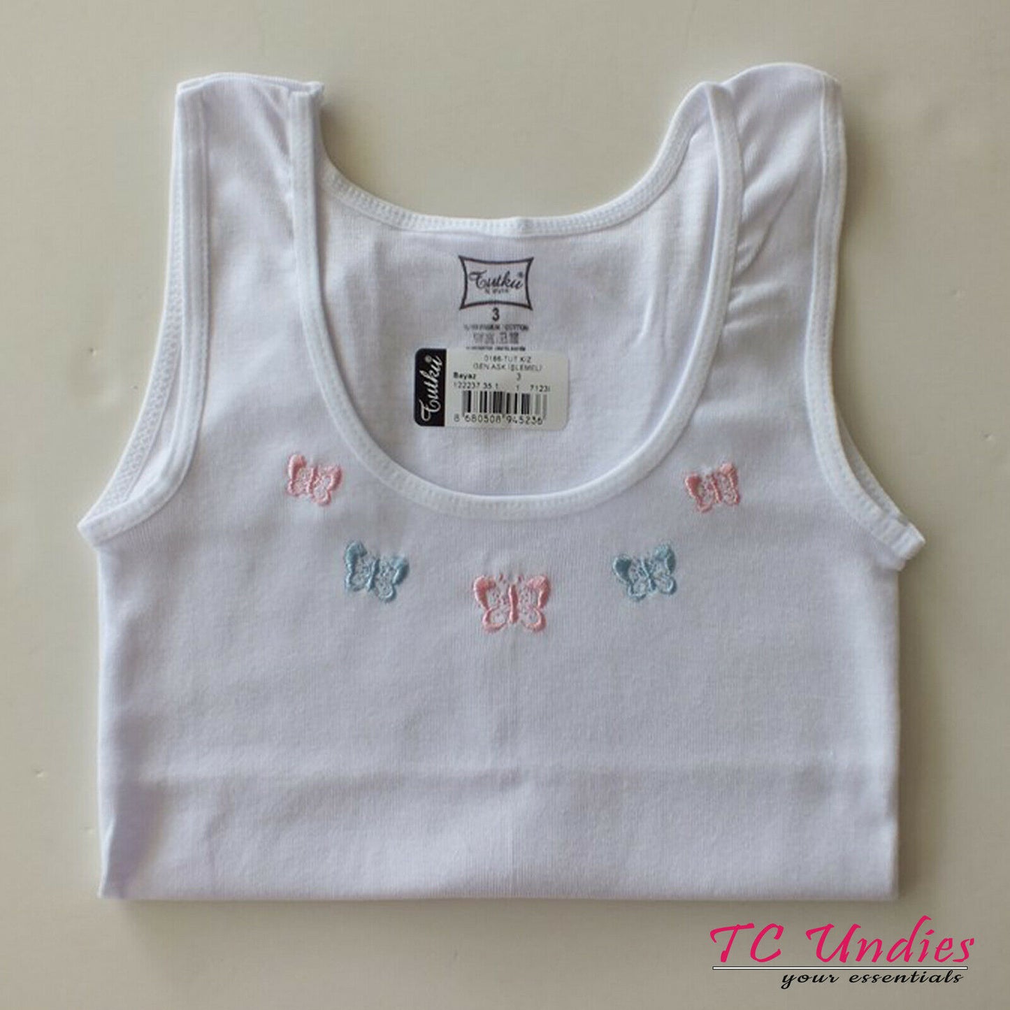 3 Pairs Girls Cotton Vests Ribbed