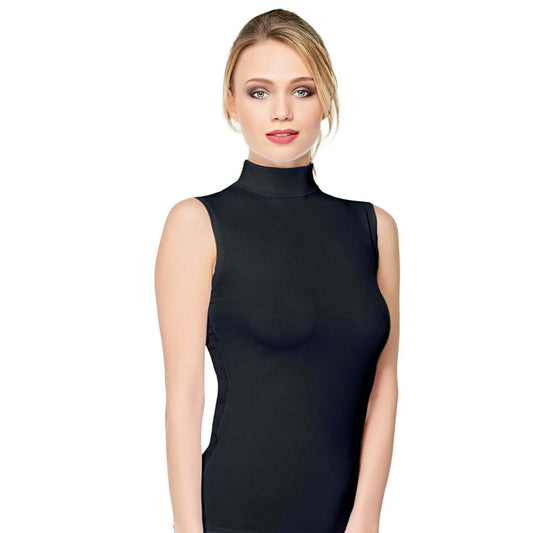 Womens Roll Neck Modal Top Sleeveless Turtle Polo Neck Stretchy T shirt