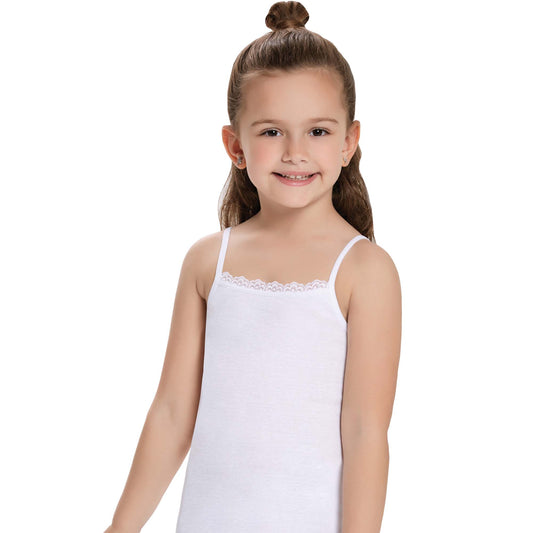 6 Pairs Girls Cotton White Vests
