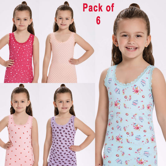 6 Pairs Girls Cotton Vests