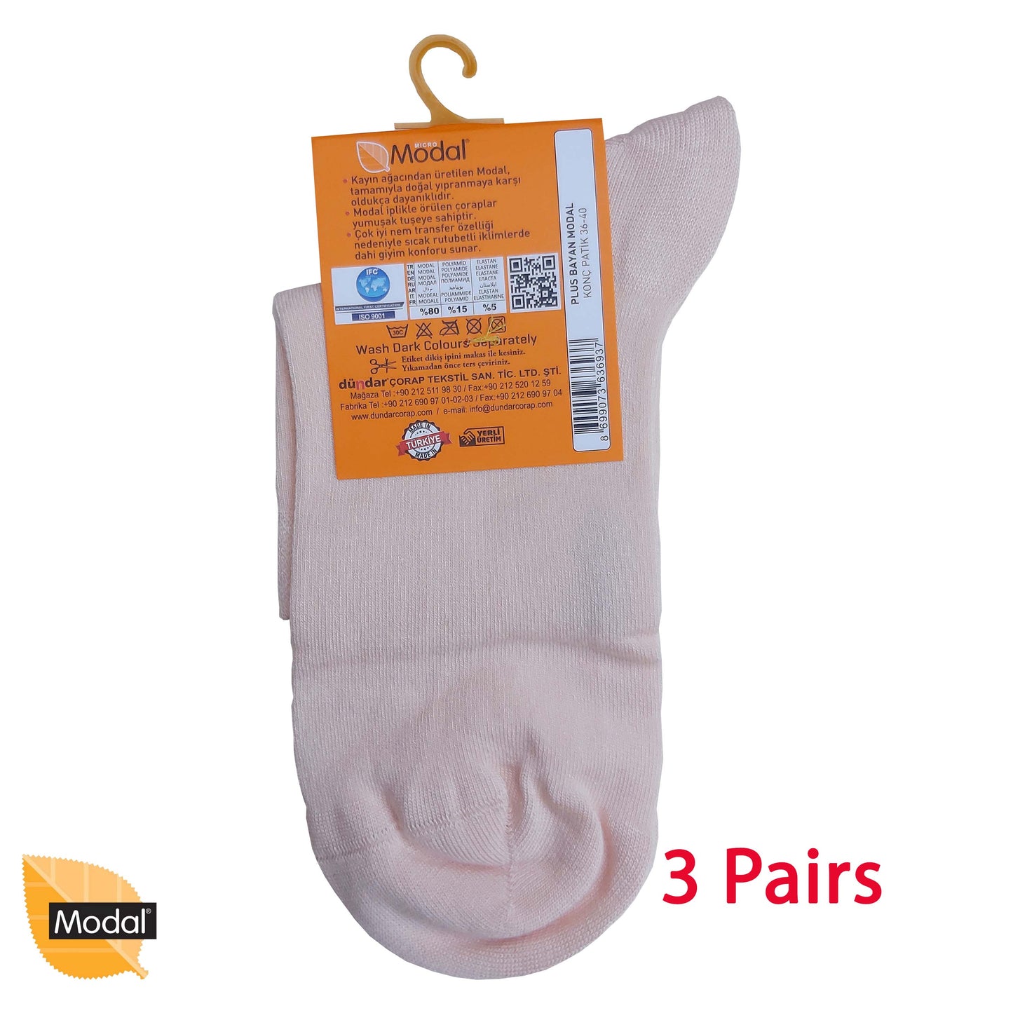 3 Pairs Women Modal Socks Anklets / Quarter