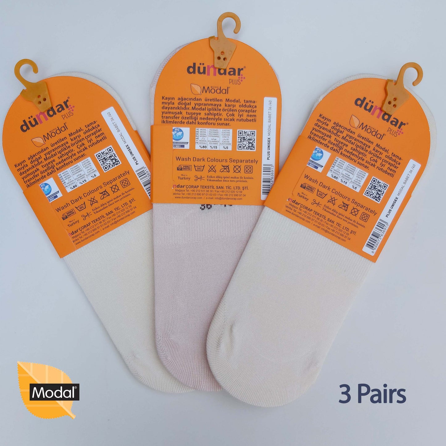 3 Pairs Women Plain No-Show Modal Socks