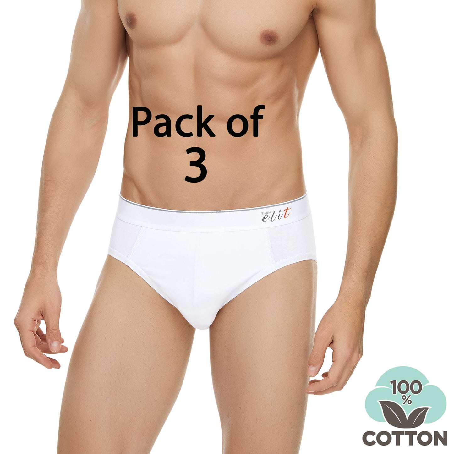 3 Pairs Men Cotton Slips with Elastic Waistband