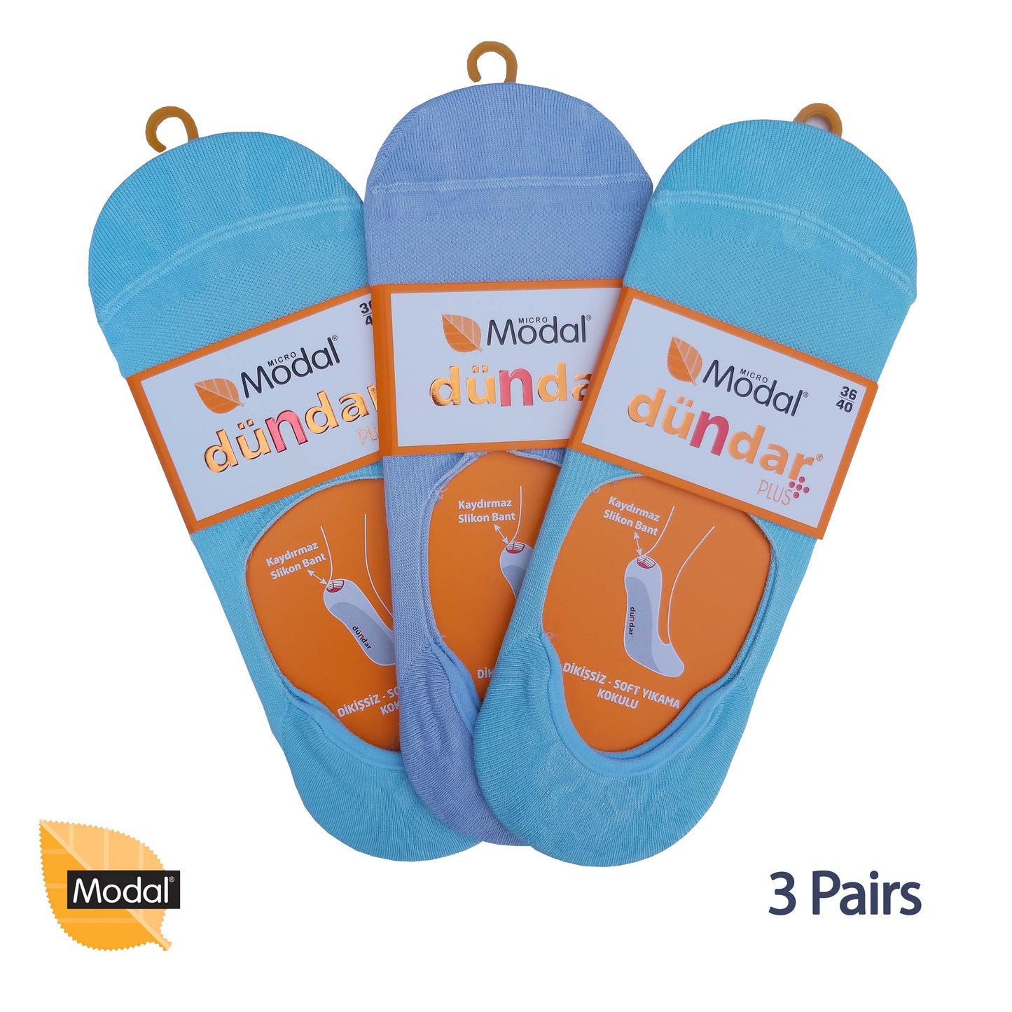 3 Pairs Women Plain No-Show Modal Socks