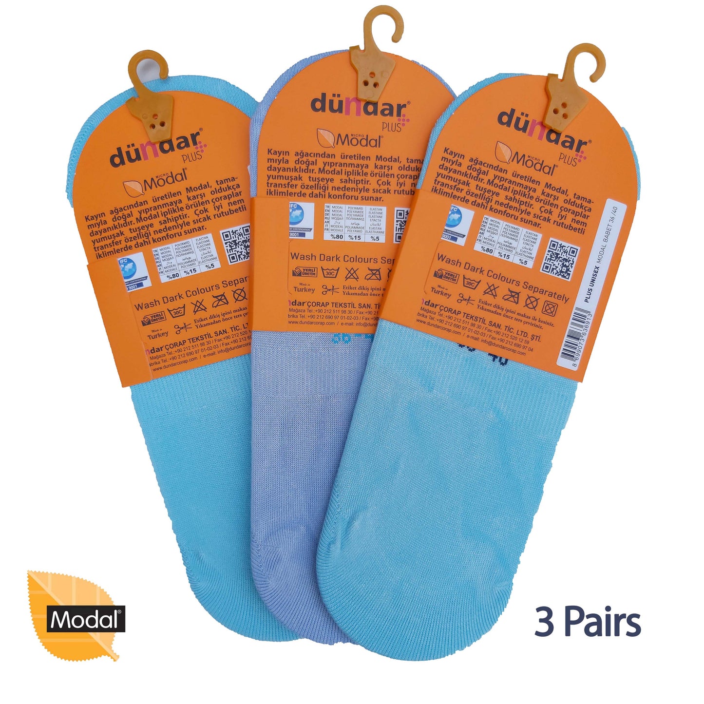 3 Pairs Women Plain No-Show Modal Socks