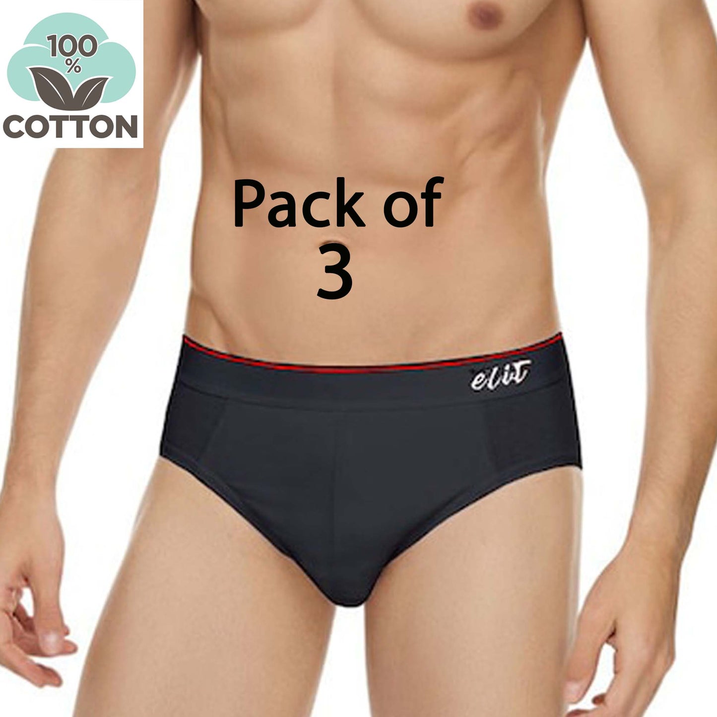 3 Pairs Men Cotton Slips with Elastic Waistband