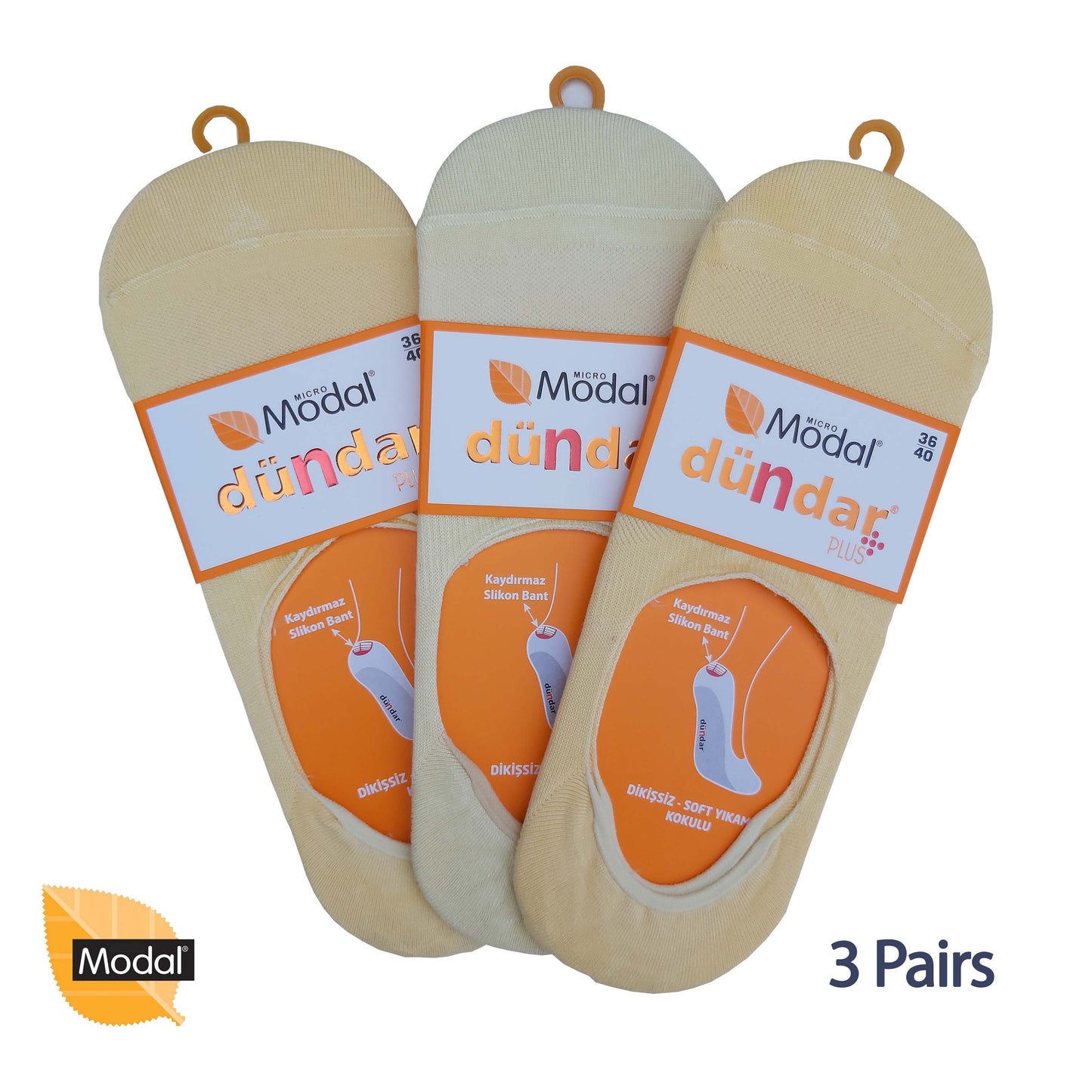 3 Pairs Women Plain No-Show Modal Socks