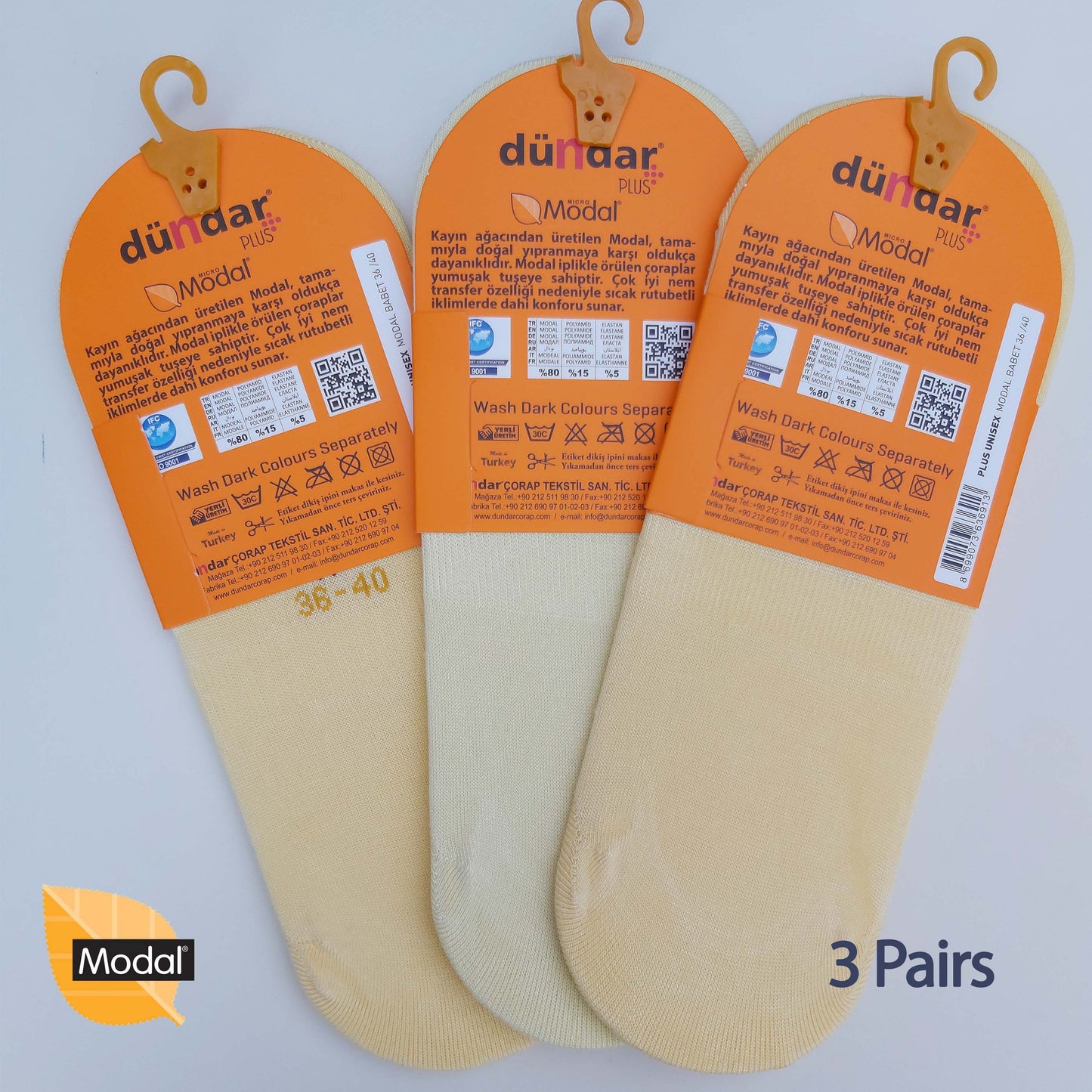 3 Pairs Women Plain No-Show Modal Socks