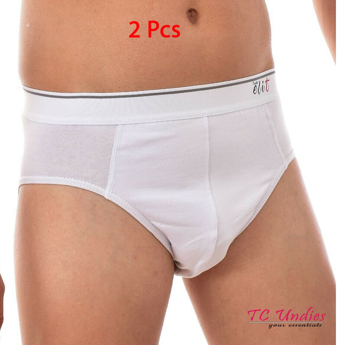 2 Pairs Men Cotton Slips with Elastic Waistband