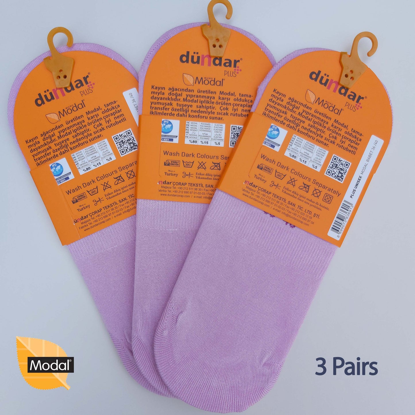 3 Pairs Women Plain No-Show Modal Socks