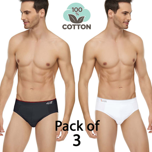 3 Pairs Men Cotton Slips with Elastic Waistband