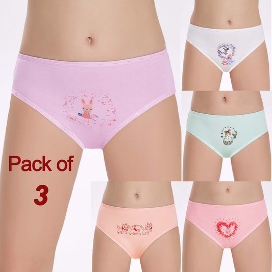 3 Pack Girls Cotton Briefs