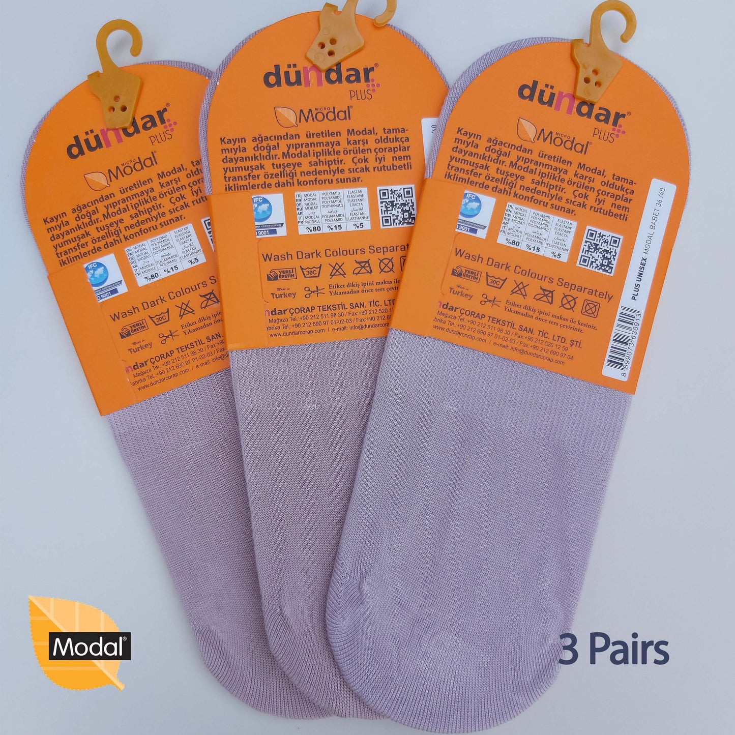 3 Pairs Women Plain No-Show Modal Socks