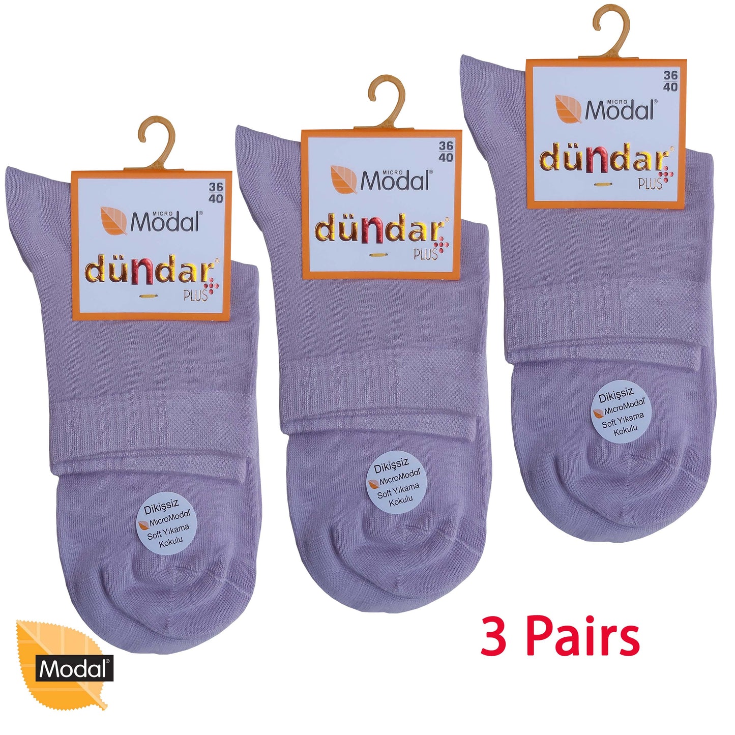 3 Pairs Women Modal Socks Anklets / Quarter