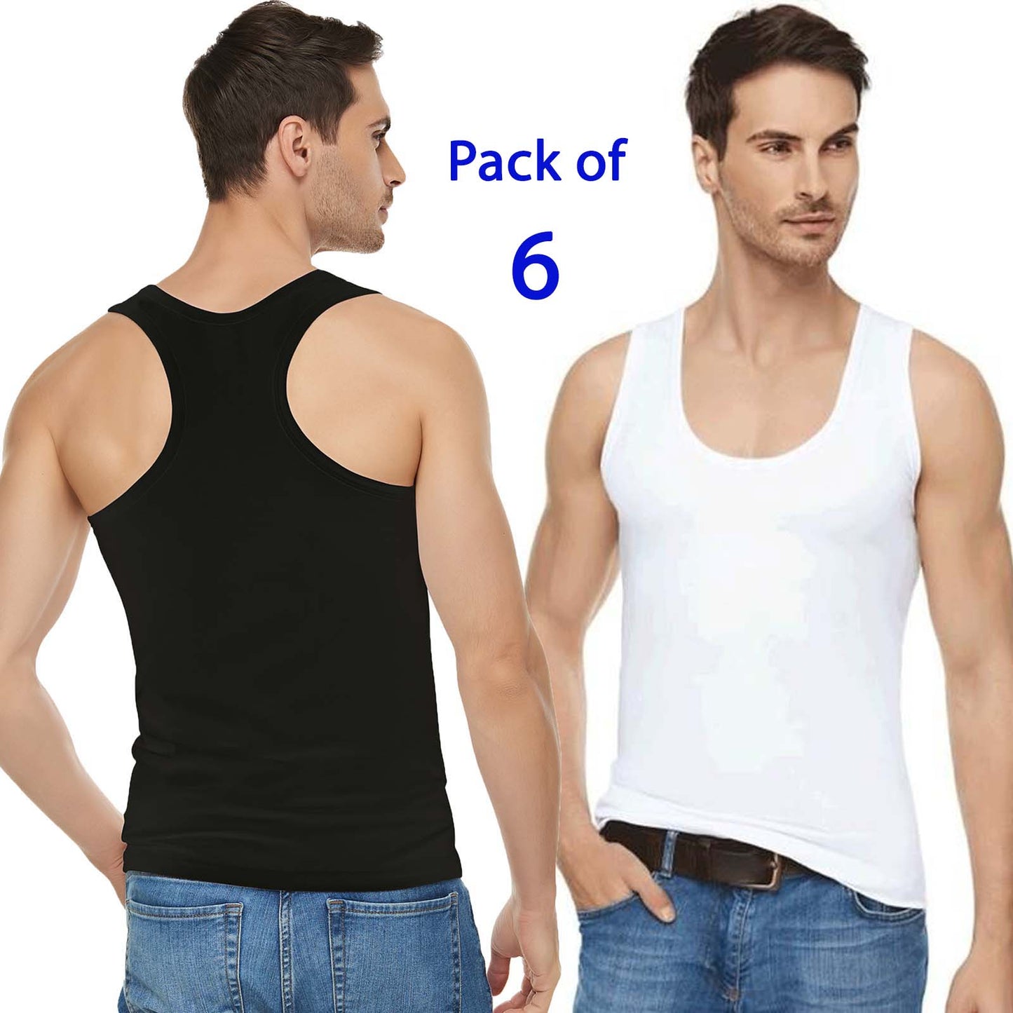 6 Pairs Men Racer Back Vests