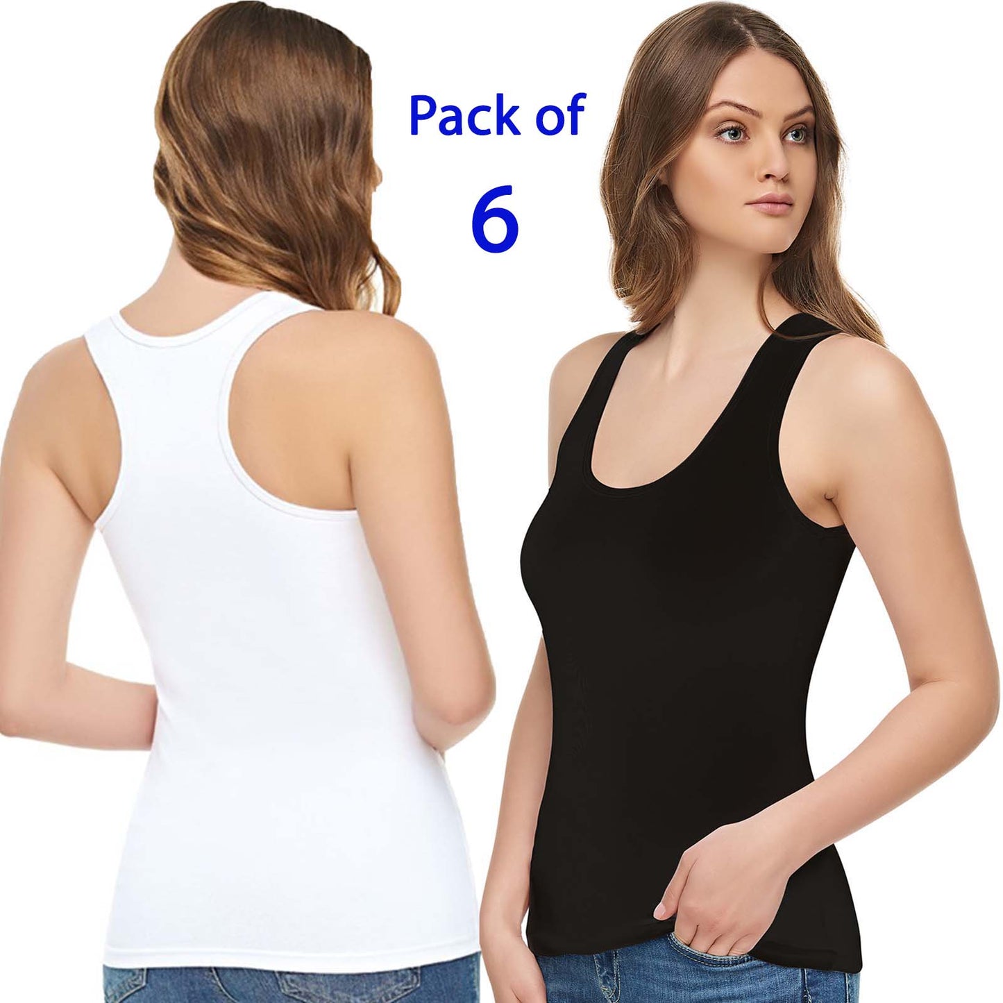 6 Pairs Racer Back Modal Vests