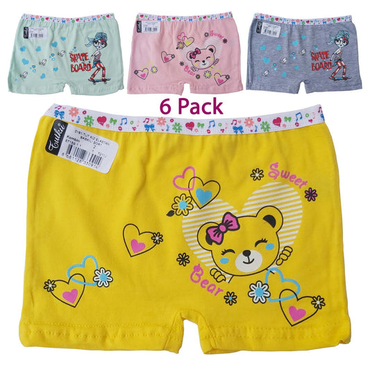 6 Pairs Girls Boxer Shorts