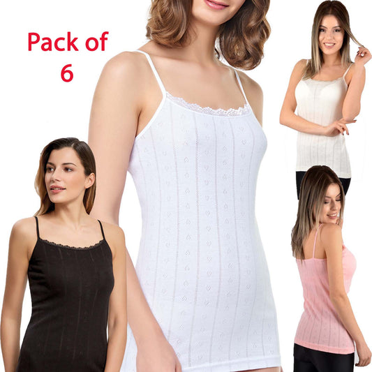 6 Pairs Women Ribbed Cami Jacquard