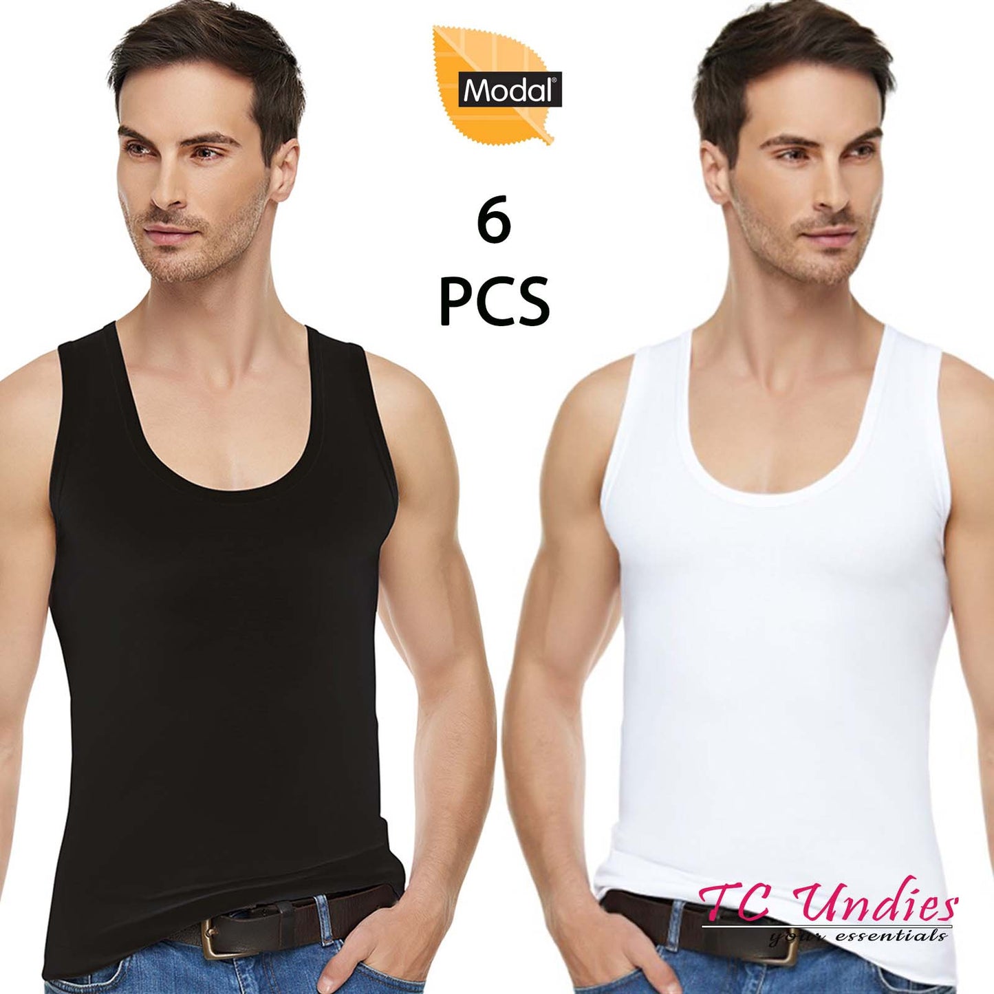 6 Pairs Men Modal Stretchy Vests