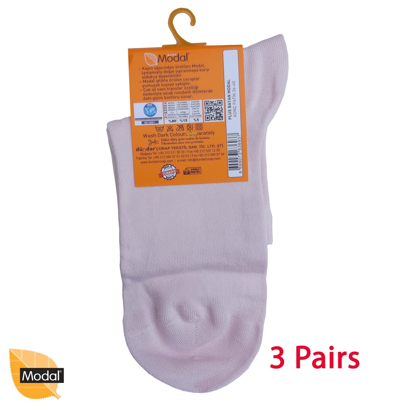 3 Pairs Women Modal Socks Anklets / Quarter