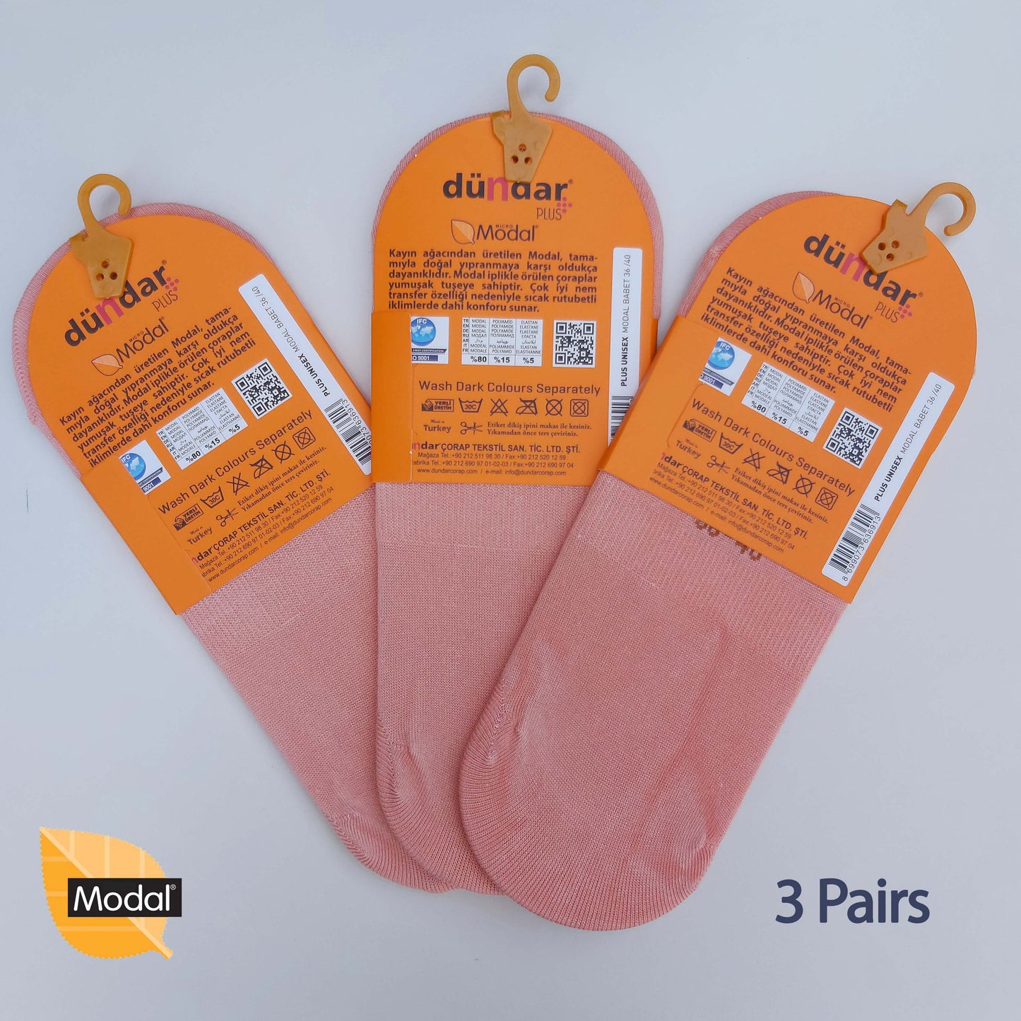 3 Pairs Women Plain No-Show Modal Socks