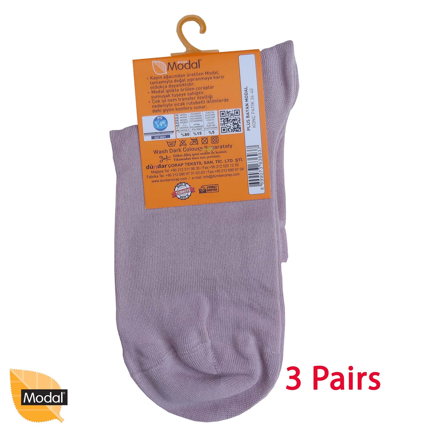 3 Pairs Women Modal Socks Anklets / Quarter