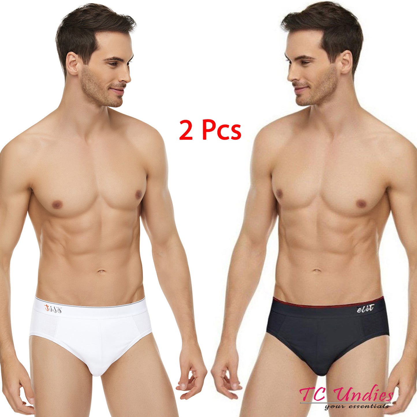 2 Pairs Men Cotton Slips with Elastic Waistband