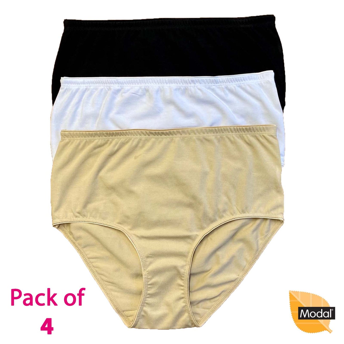 4 Pairs Modal High Waist Brief