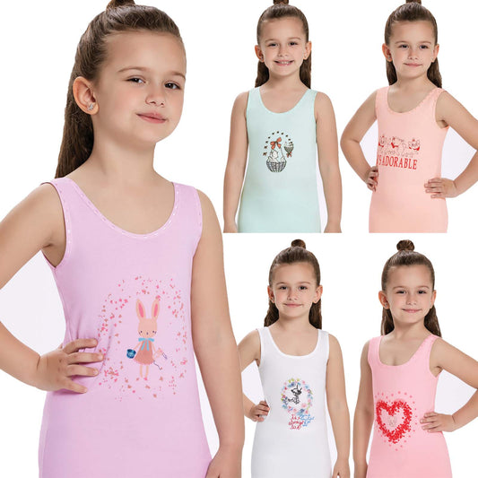 3 Pairs Girls Cotton Vests Plain