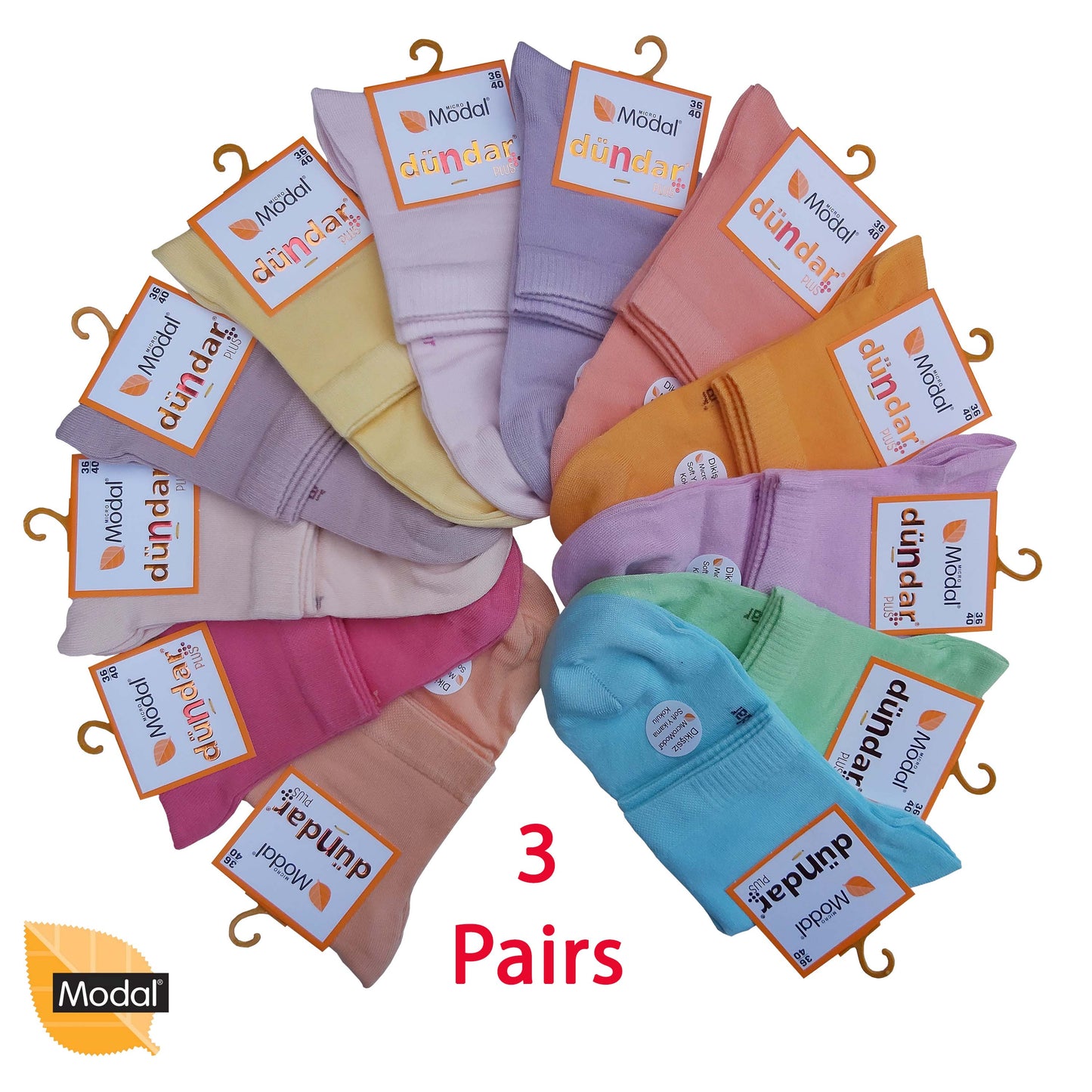 3 Pairs Women Modal Socks Anklets / Quarter