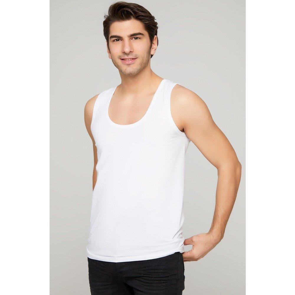 Mens plain hot sale white vests