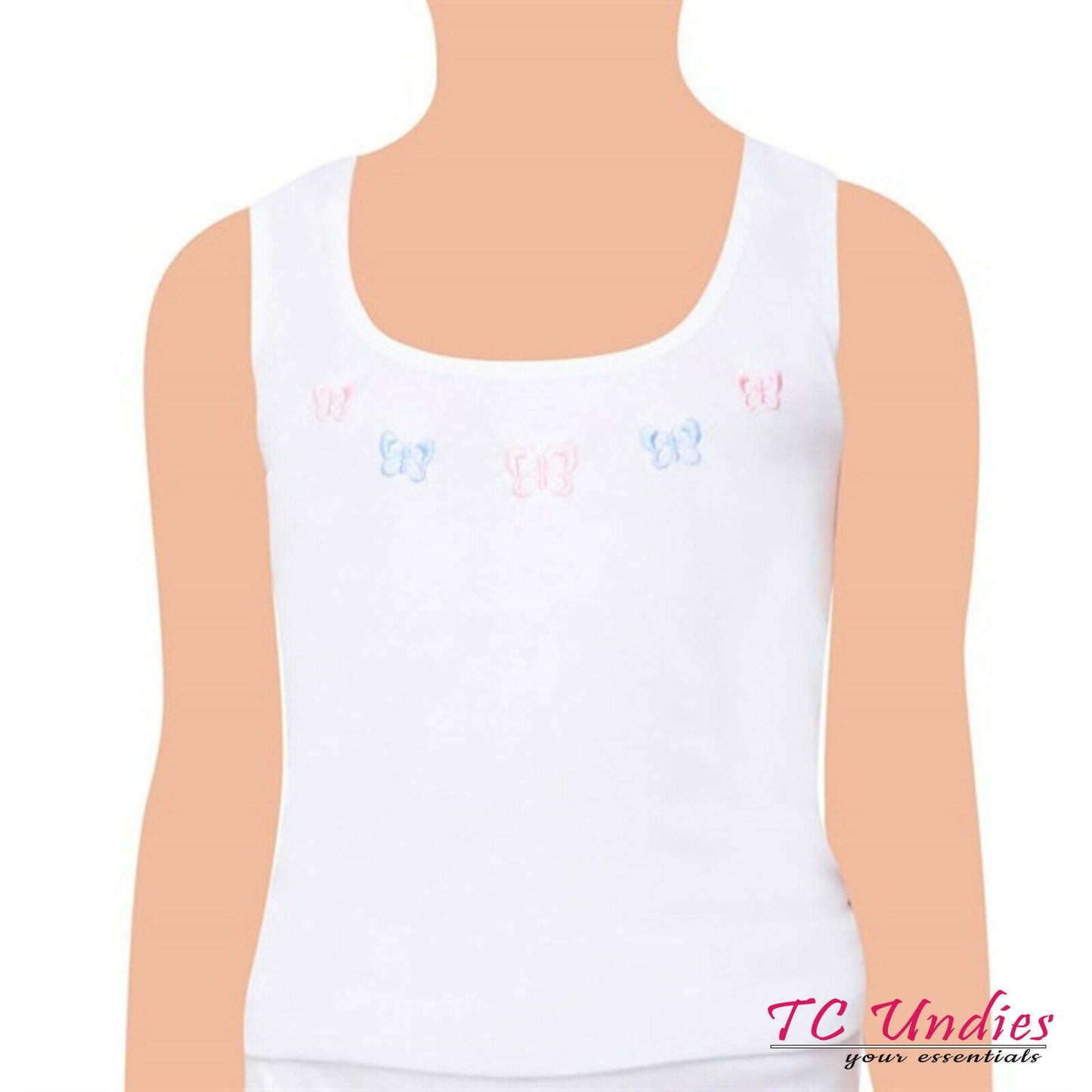 6 Pairs Girls Cotton Vests Ribbed